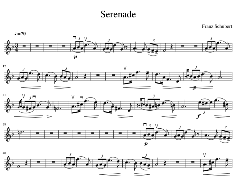 ноты серенады Шуберта для скрипки (соло)